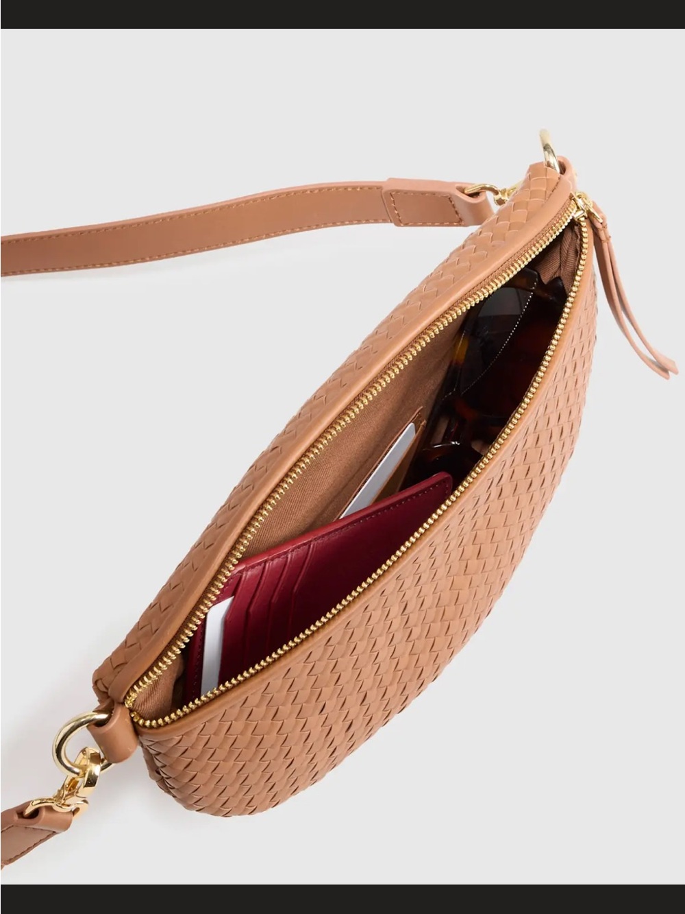 Quince Woven Italian Leather Crossbody Sling Bag - Picture 5 of 12